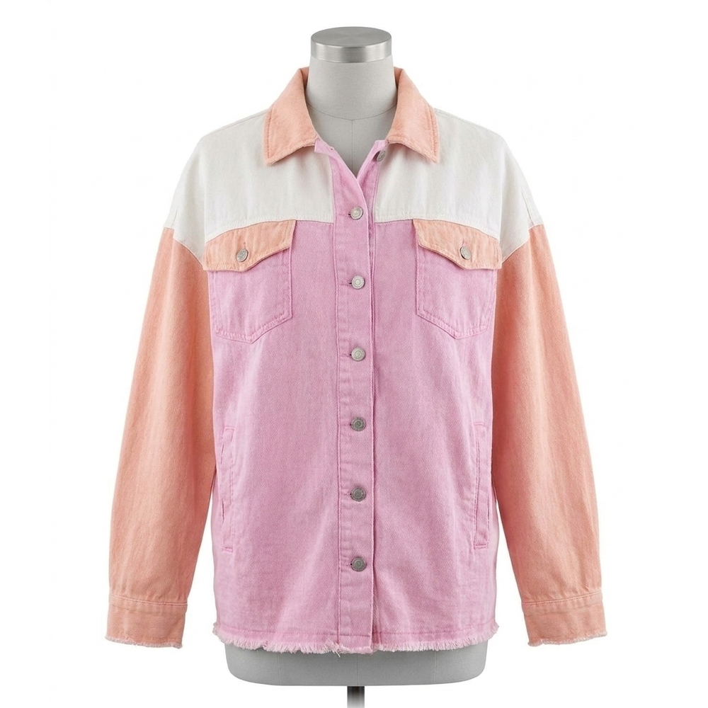 NEW ENTRO colorblock denim jacket in multi